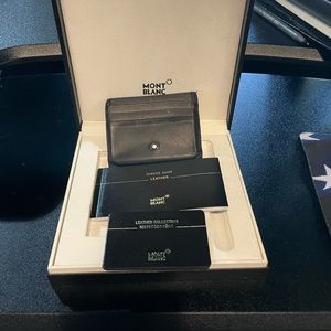 Black Leather Mont Blanc cardholder with original documents and gift box